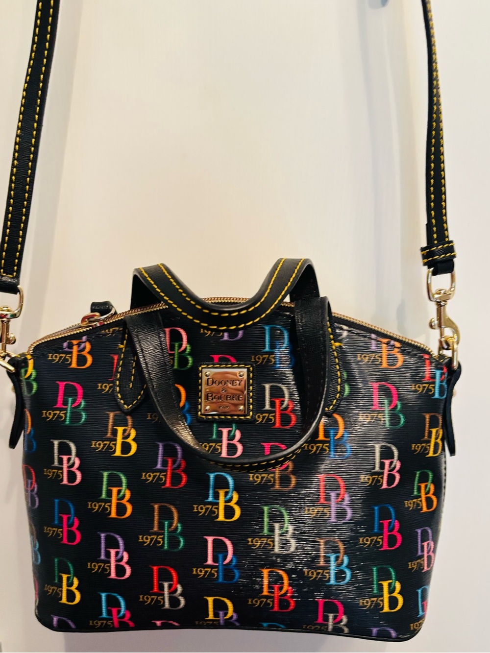 Dooney & Bourke Black Multicolor DB Logo Satchel
